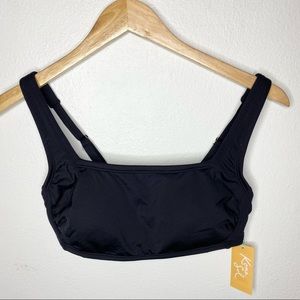 Kona Sol Black Simple Square Neck Bikini Top